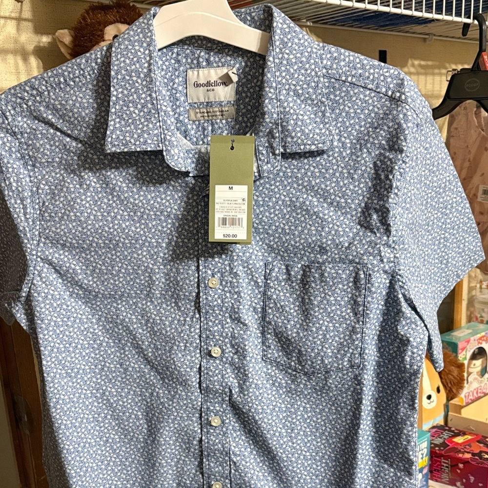 Goodfellow & Co Men's Floral Blue Button Down Shirt